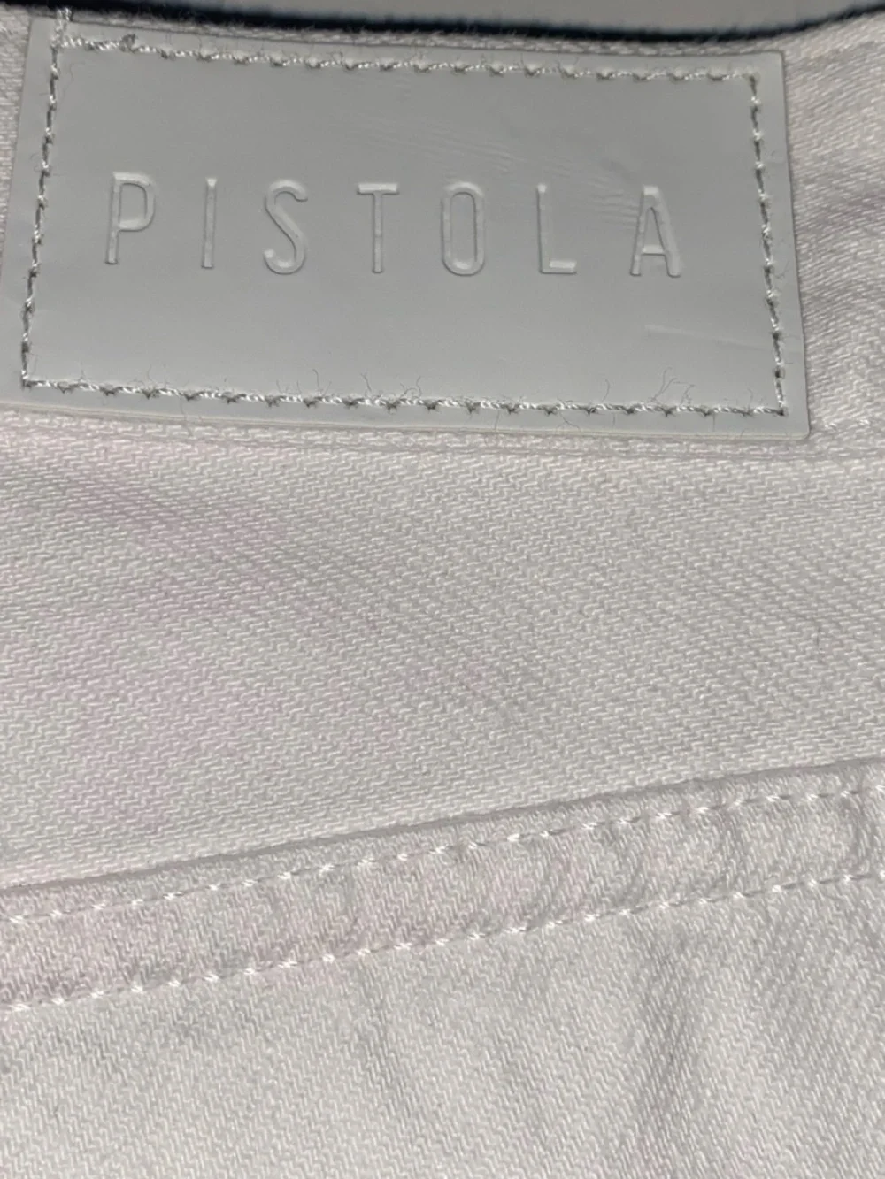 PISTOLA White Denim Distressed Raw Frayed Hem Jean Shorts